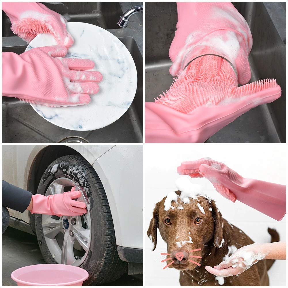 Silicone Scrubbing Hand Gloves Set
