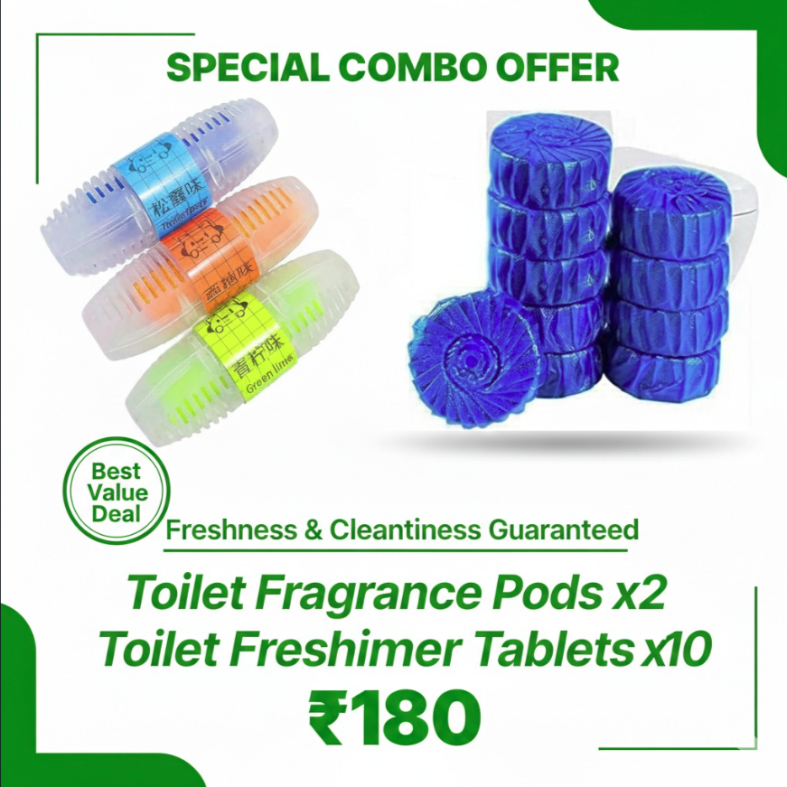 Toilet Fragrance Pods 2 & Freshener Balls 10 pcs - Combo Offer