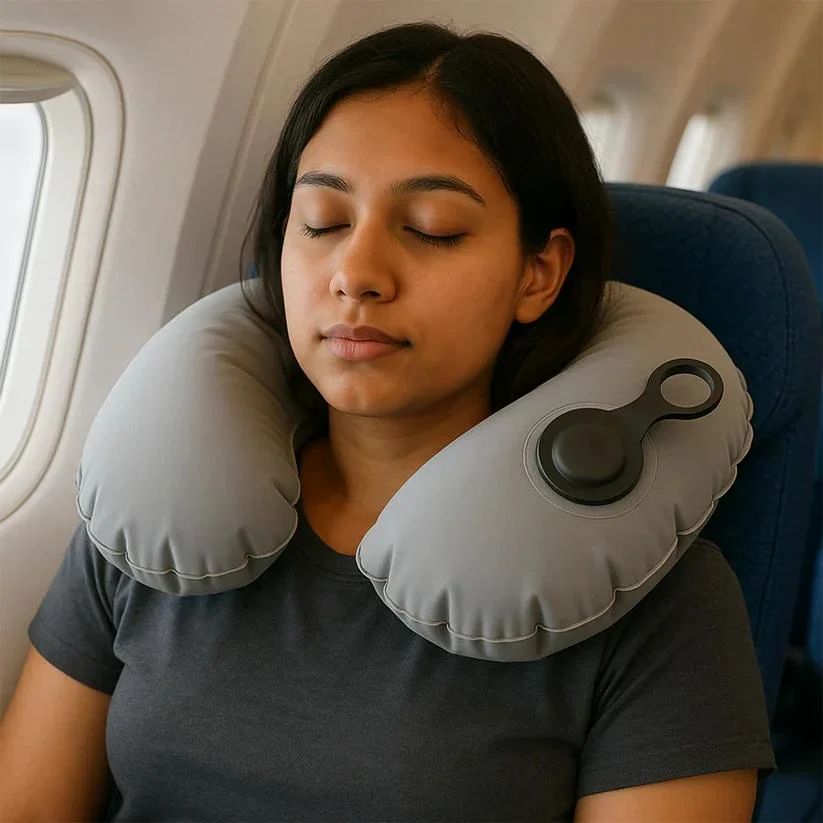Premium Quality Inflatable Travel Neck Pillow (Random colors)