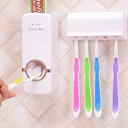 Tooth brush stand with paste dispenser