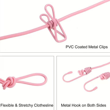 Cloth drying rope with 12 clips
