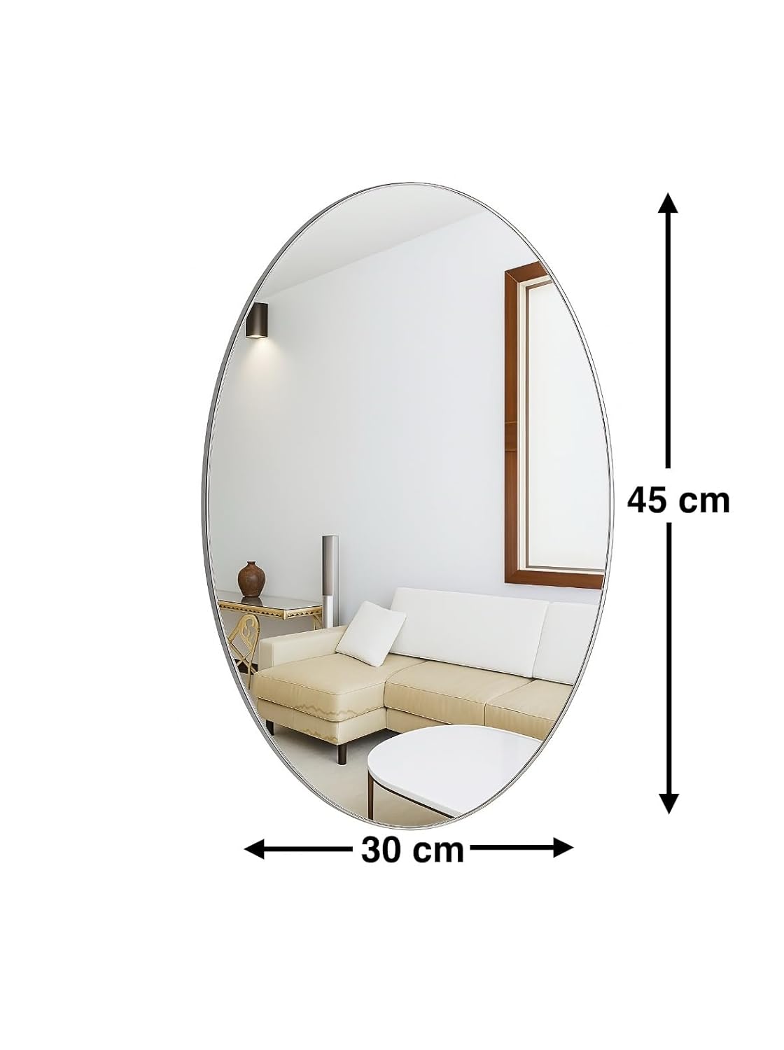 Acrylic oval wall sticker mirror 30x45cm