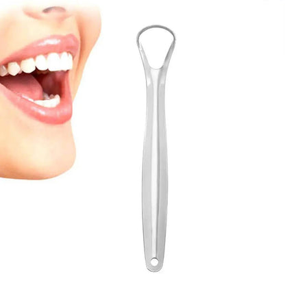 Stainless Steel Tongue Scraper for Bad Breath & Oral Hygiene with Metal Case