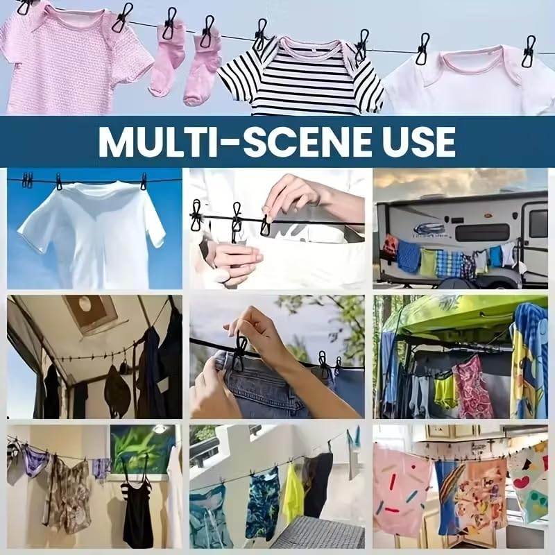 Cloth drying rope with 12 clips