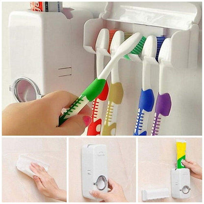 Tooth brush stand with paste dispenser