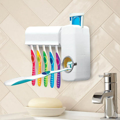 Tooth brush stand with paste dispenser
