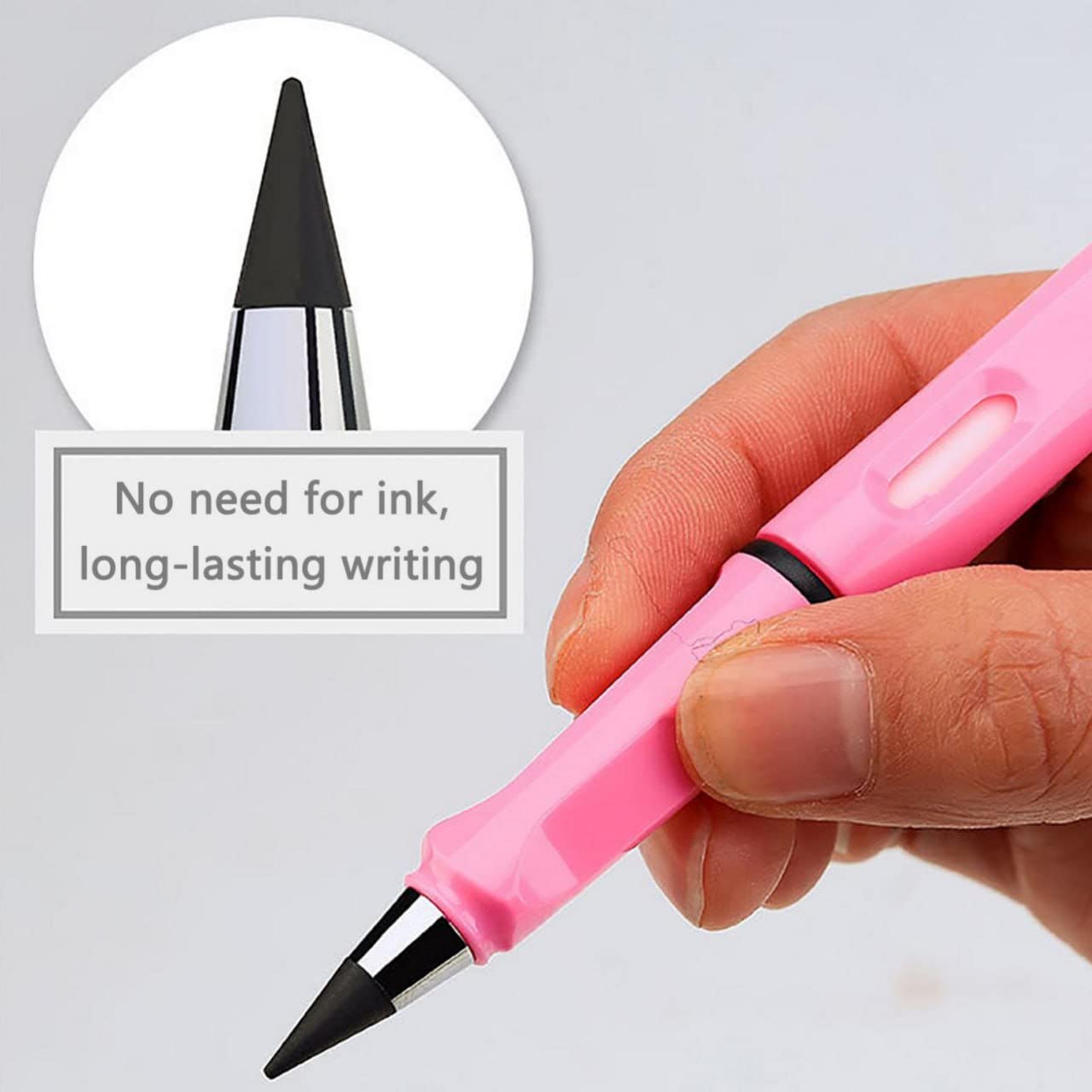 2 pcs of 2-in-1 Everlasting Magic Reusable Metal Nib Pencil with Replaceable Eraser (Random Colors)