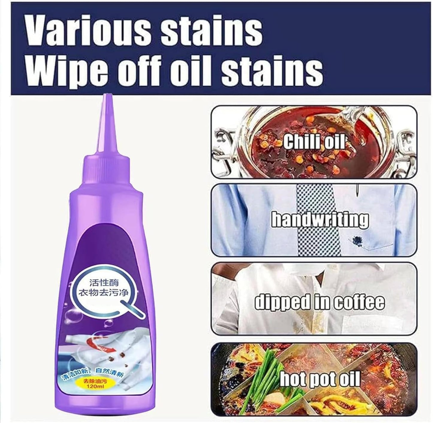 White Cloth Stain Remover Purple Bottle 2 Pcs