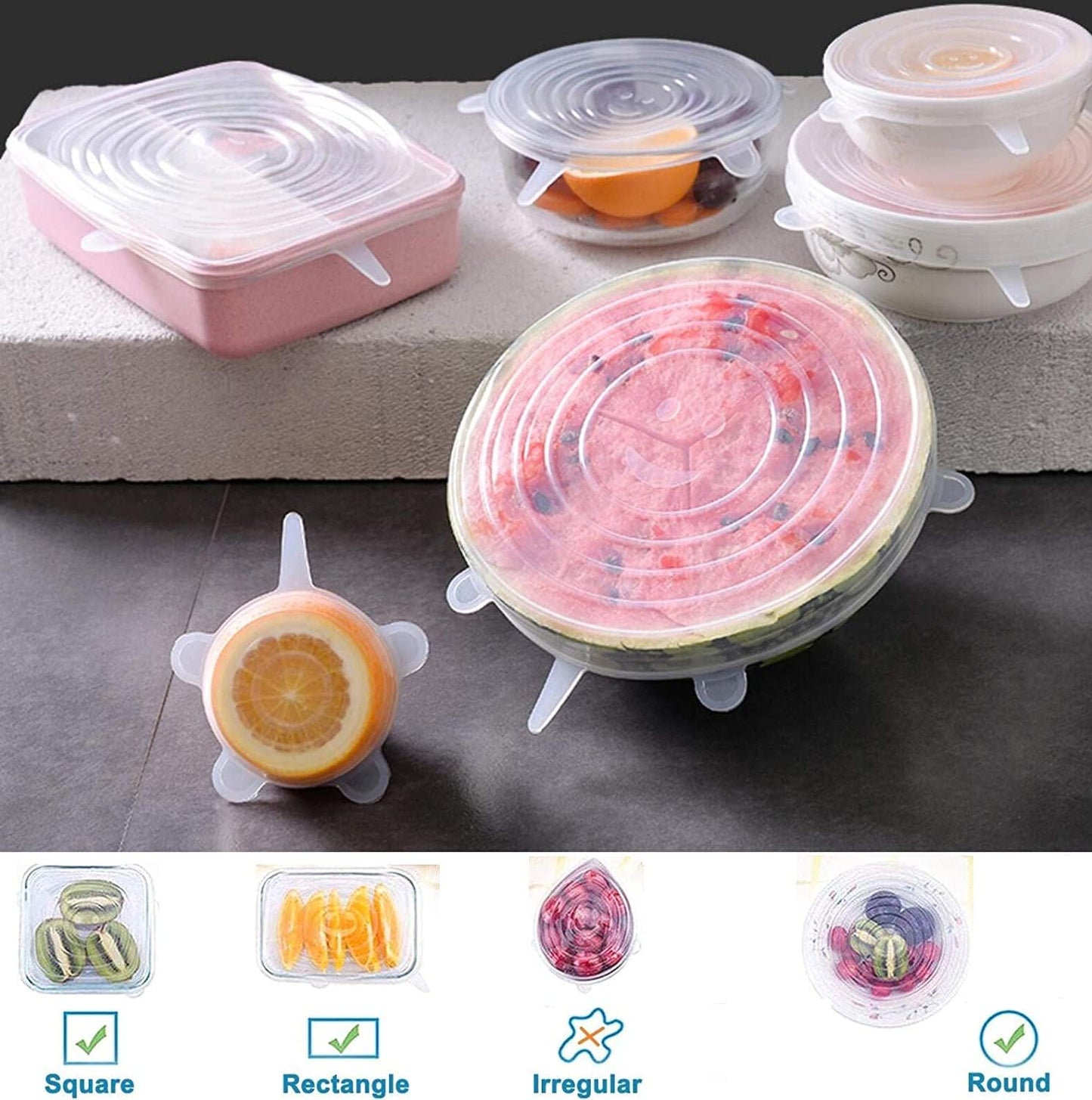Silicon Closing Lid Set of 6
