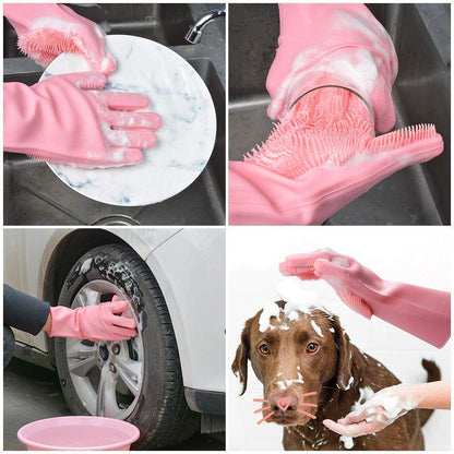 Silicone Scrubbing Hand Gloves Set