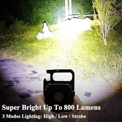LED Chargeable Keychain Flashlight with Bottle Opener