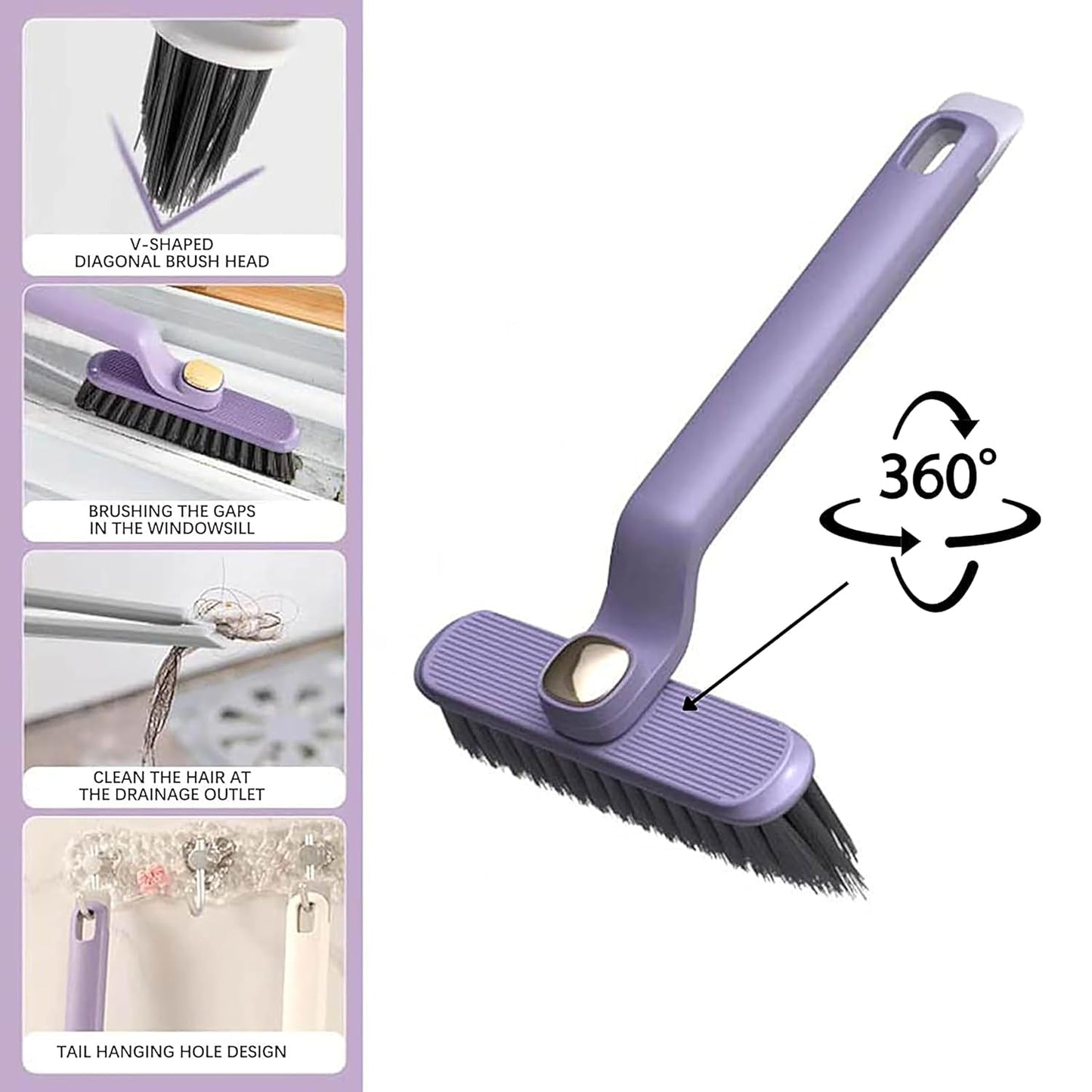 Multi functional rotatable cleaning brush with waste clip