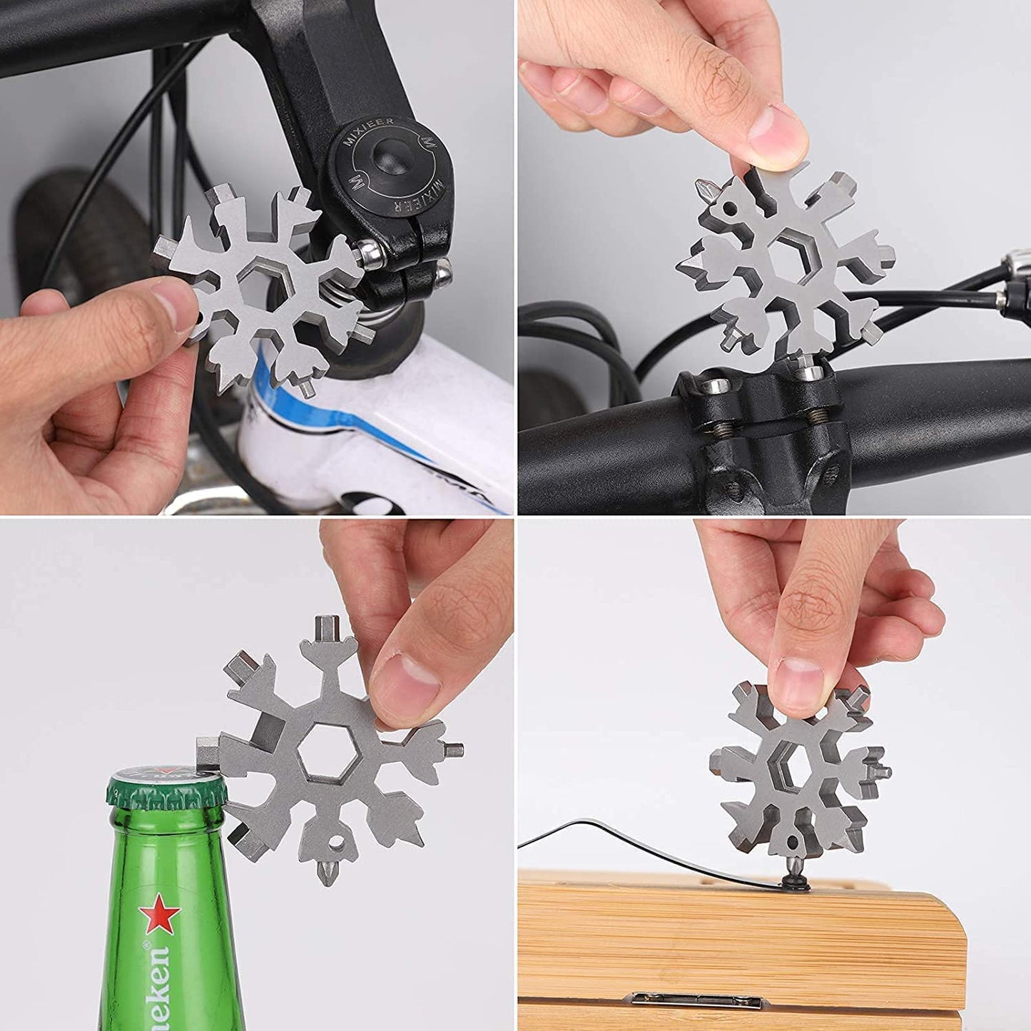 Portable 18 in 1 Snowflake Multi-Tool, Snowflake Bottle Opener Flat Screwdriver Kit Wrench