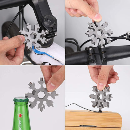 Portable 18 in 1 Snowflake Multi-Tool, Snowflake Bottle Opener Flat Screwdriver Kit Wrench