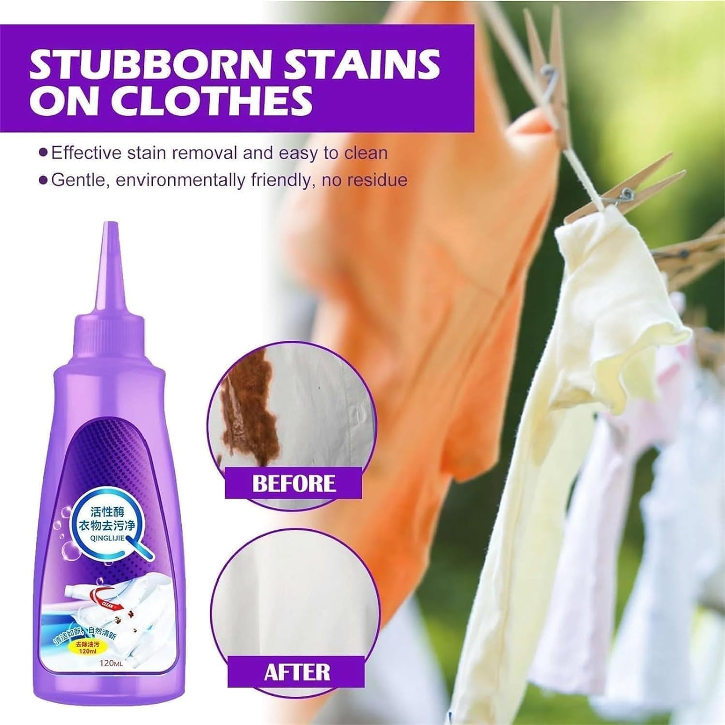 White Cloth Stain Remover Purple Bottle 2 Pcs