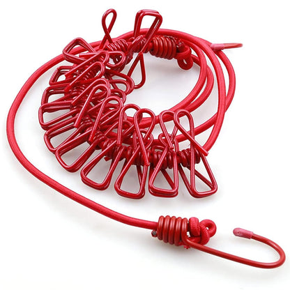 Cloth drying rope with 12 clips