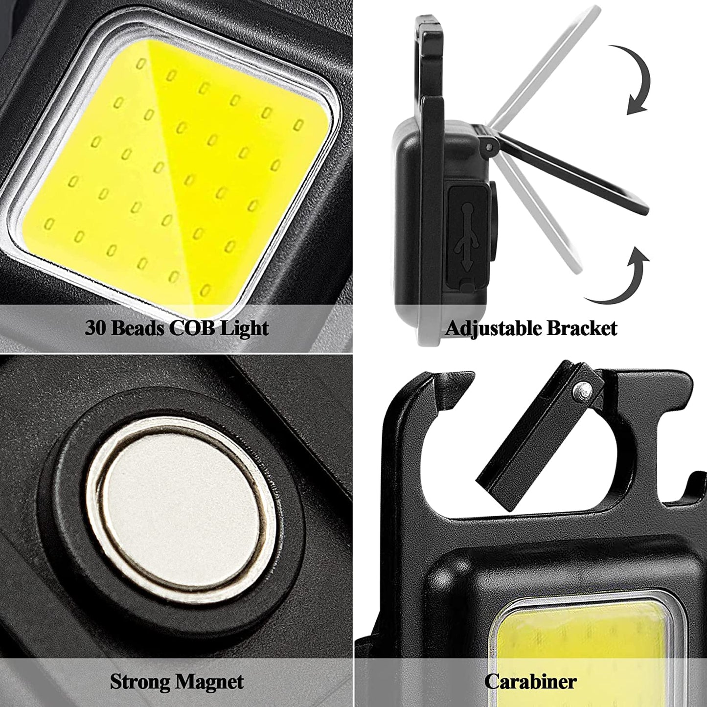 LED Chargeable Keychain Flashlight with Bottle Opener