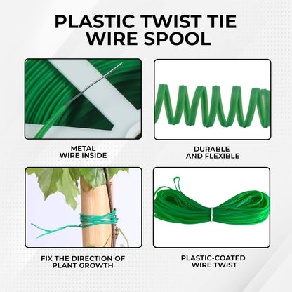 Multi Purpose Plastic Twist Tie Wire Spool With Cutter (50 meters roll)