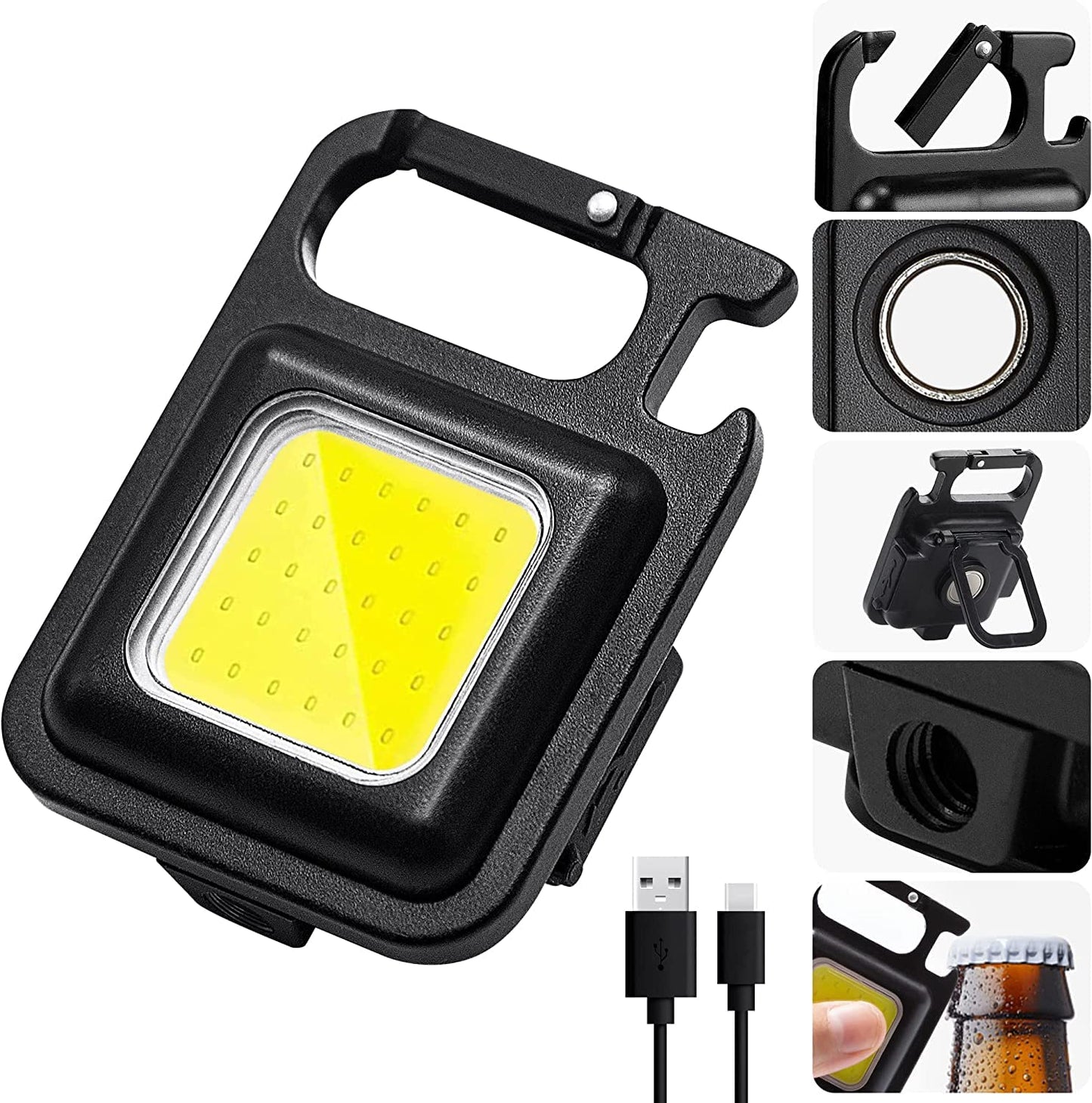 LED Chargeable Keychain Flashlight with Bottle Opener