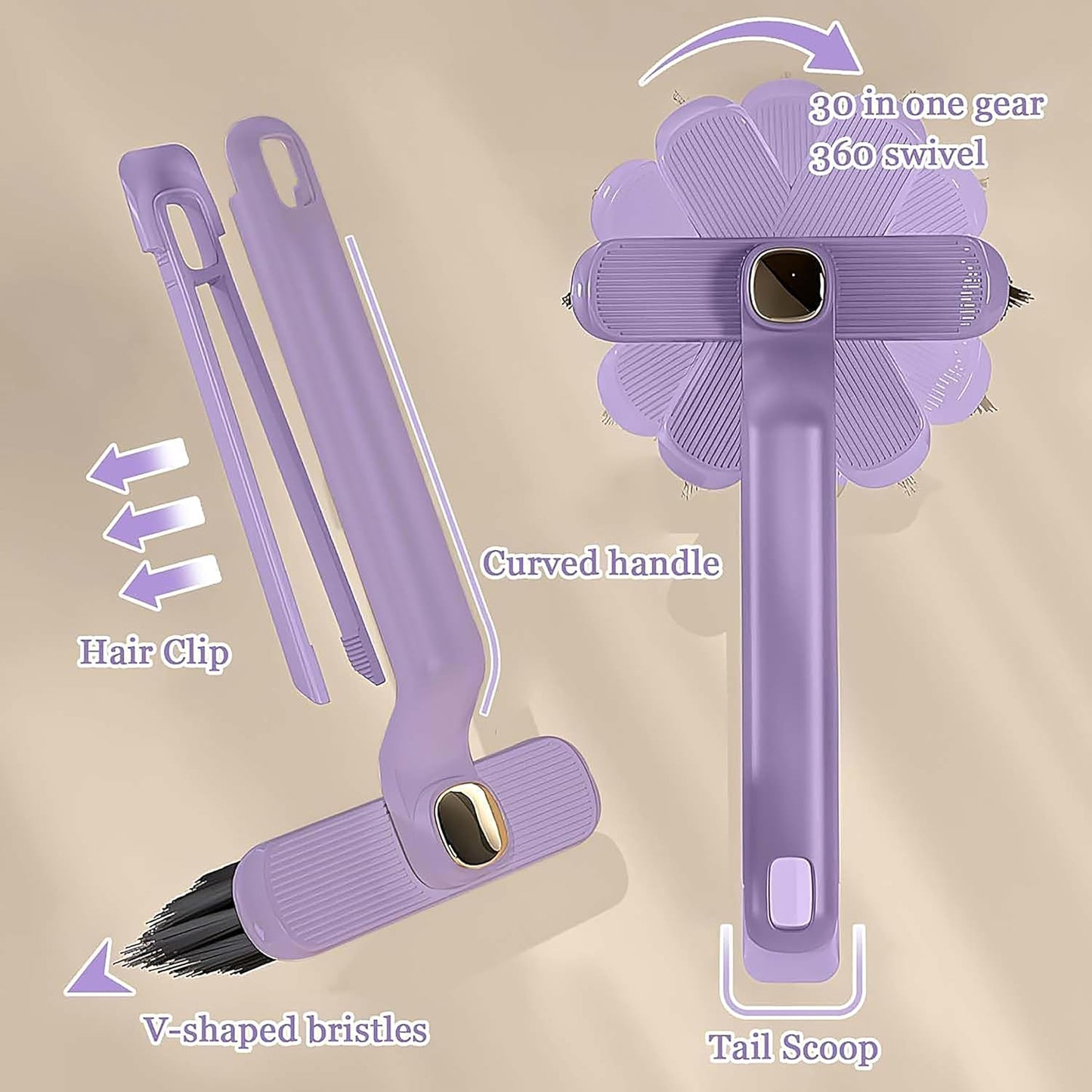 Multi functional rotatable cleaning brush with waste clip