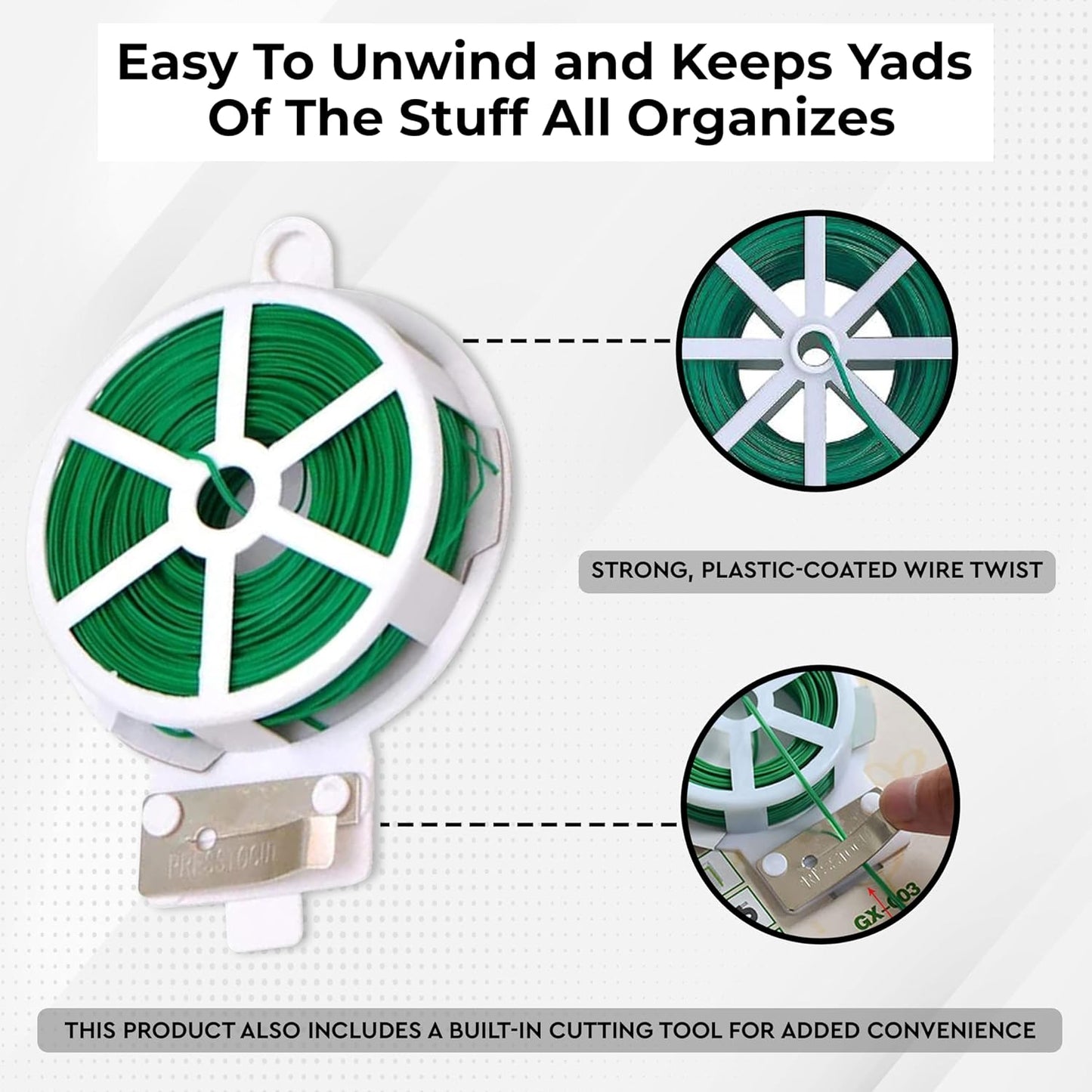 Multi Purpose Plastic Twist Tie Wire Spool With Cutter (50 meters roll)
