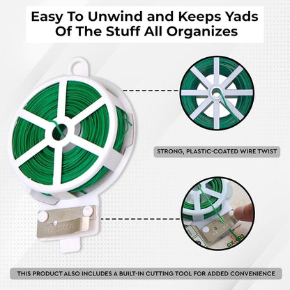 Multi Purpose Plastic Twist Tie Wire Spool With Cutter (50 meters roll)