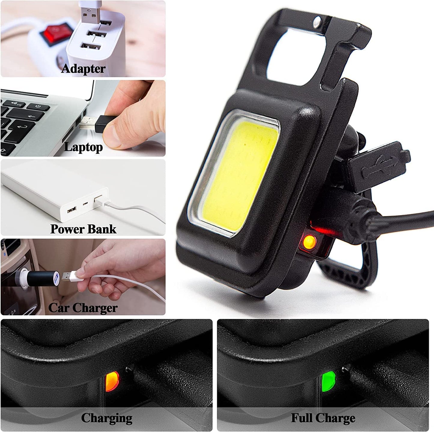 LED Chargeable Keychain Flashlight with Bottle Opener