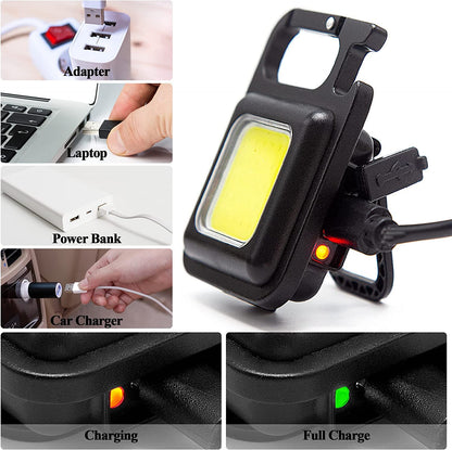 LED Chargeable Keychain Flashlight with Bottle Opener